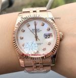 Copy Rose Gold Rolex Men Datejust 36MM Watch White Dial